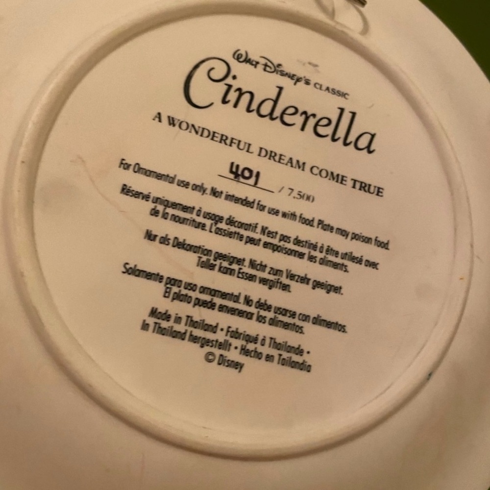 Disney Cinderella and Fairy Godmother Sculpture plate w/ Large Tinkerbell box - Picture 2 of 6